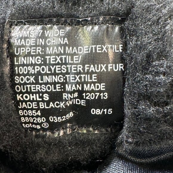 TOTES Women boots 7 Jade Black Waterproof Double Zip Snow Boots Fur Lined - Picture 4 of 16